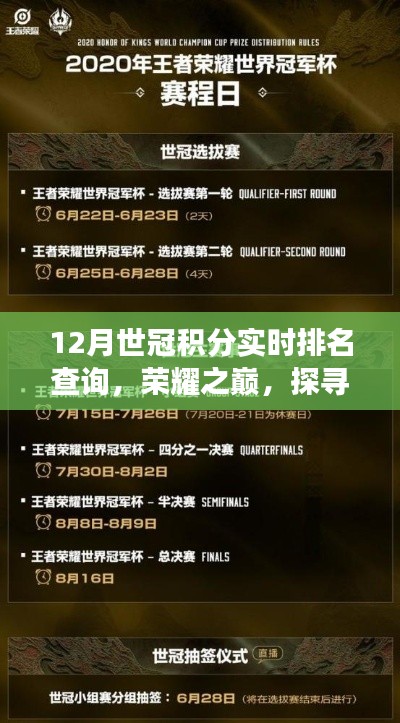 探寻荣耀之巅，世冠积分实时排名背后的故事与影响，实时排名查询指南