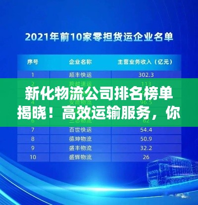 新化物流公司排名榜单揭晓!高效运输服务,你的首选是哪家?