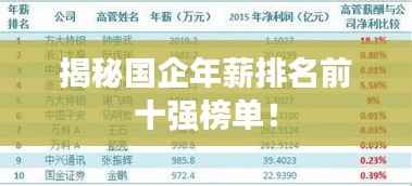 揭秘国企年薪排名前十强榜单！