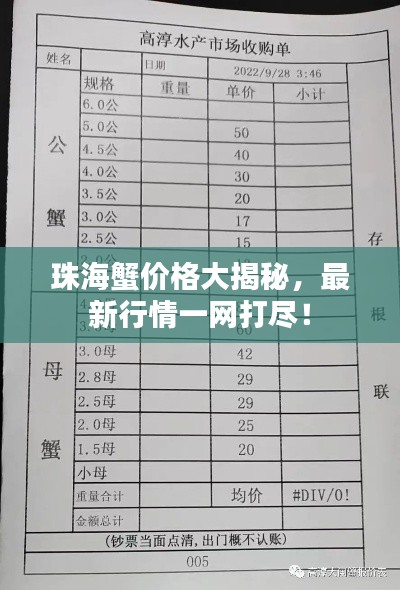珠海蟹价格大揭秘,最新行情一网打尽!
