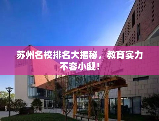 苏州名校排名大揭秘,教育实力不容小觑!