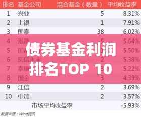 债券基金利润排名TOP 10揭晓,投资领域的明星之选